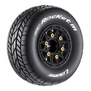 Louise SC-ROCKET 1/10 Short Course däck super soft 12 14 17mm hex svart fälg