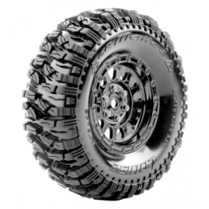 Louise CR-MALLET däck 1.9 crawler svart krom färdiglimmade RC hjul 12mm hex