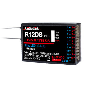 Radiolink R12DS 12-kanals mottagare 2.4GHz RC modell med telemetri