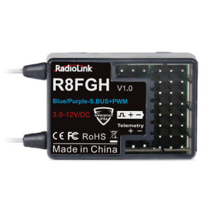 Radiolink R8FGH 8-kanals mottagare med gyro telemetri 14S 2.4GHz
