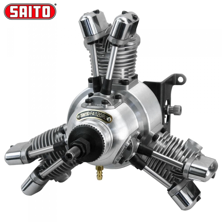 SAITO FA-120R3 20cc 4-takts 3-cyl Stjärnmotor Metanol - Bild 2