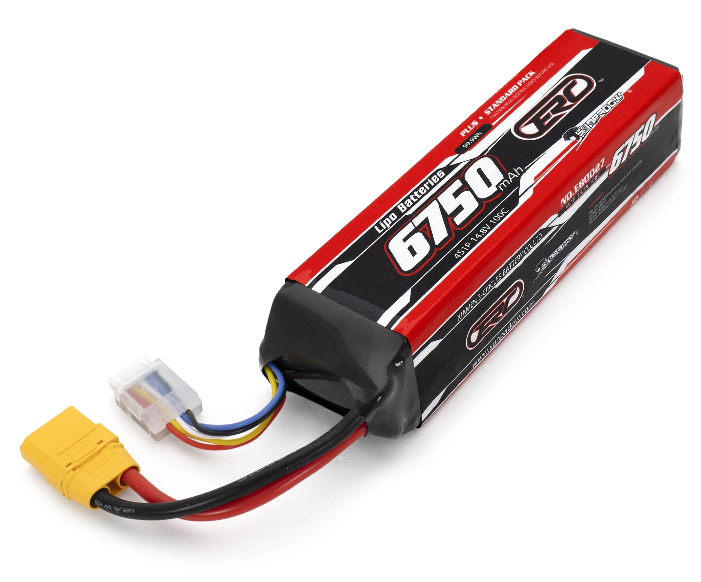 Sunpadow ERC Plus 6750mAh 4S 14.8V 100C LiPo XT90 batteri RC bil