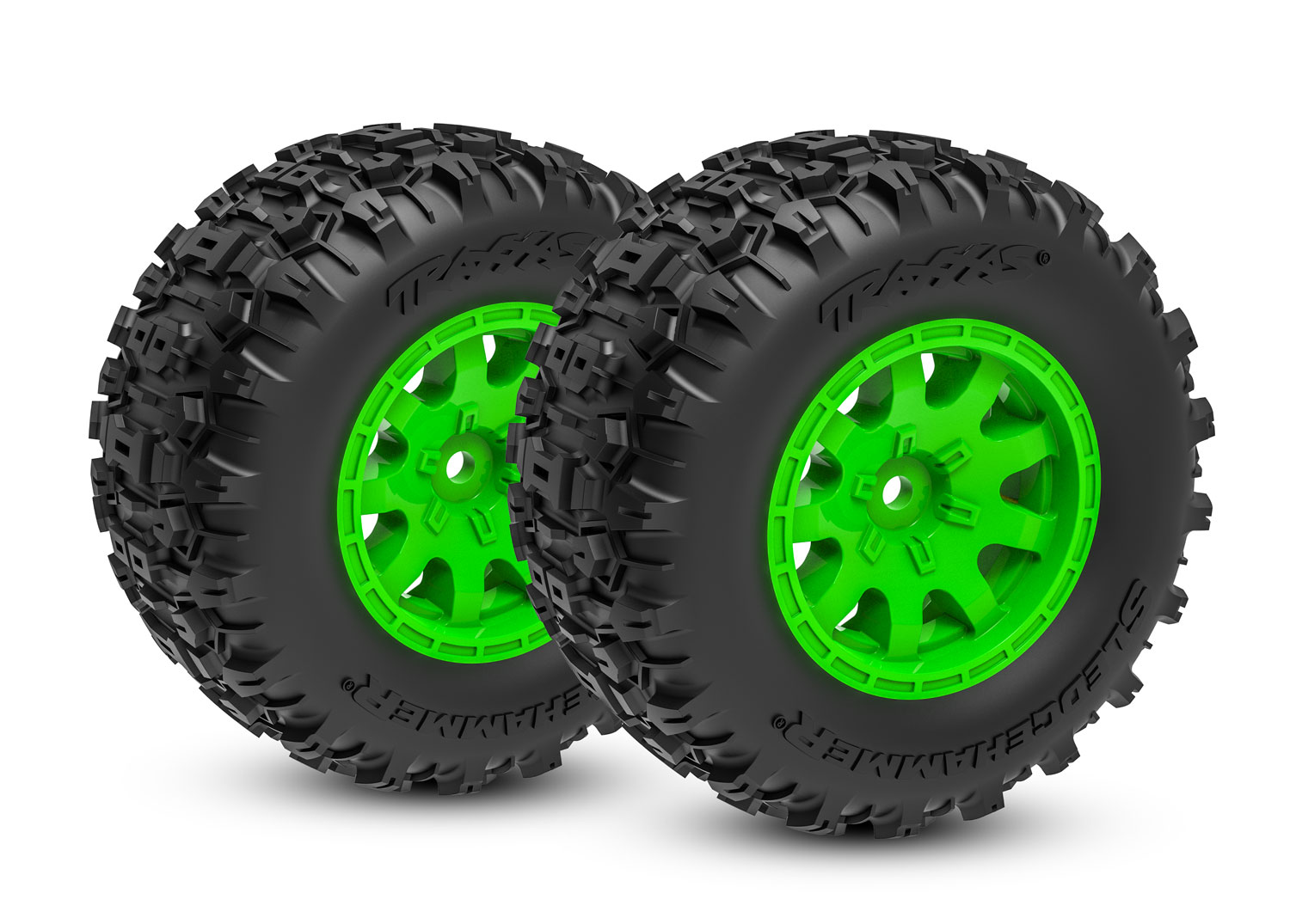Däck & Fälg Sledgehammer/ Mini Maxx Grön Fram (2) 10771-GRN