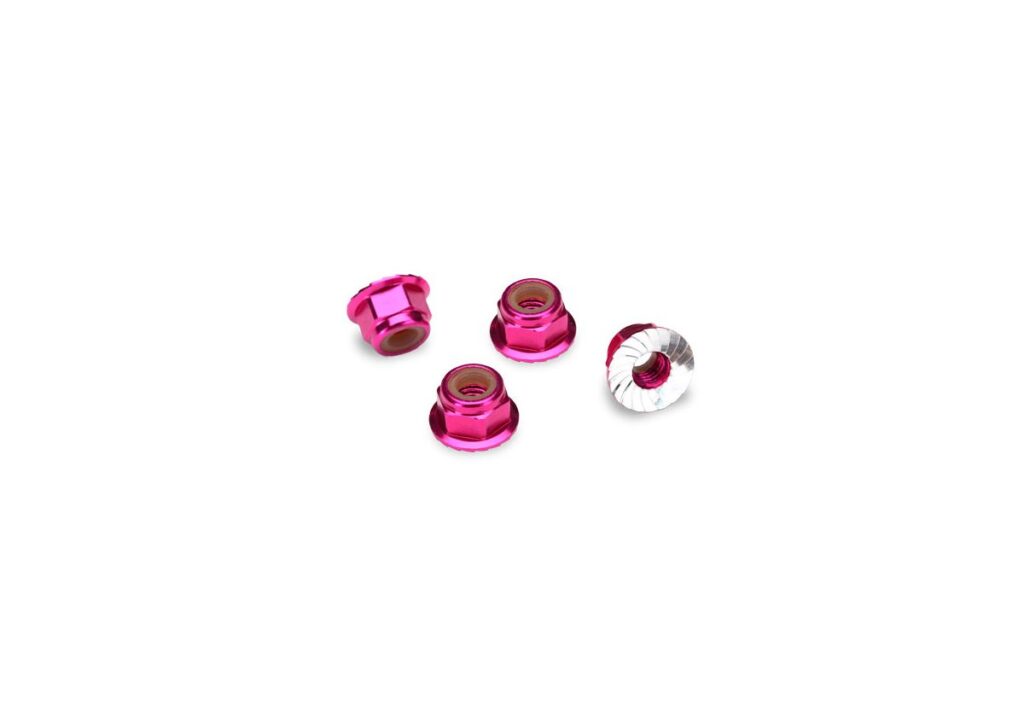 Låsmutter Fläns M4 Alu Rosa (4) 1747P
