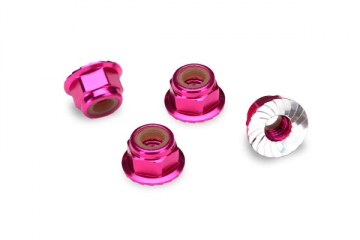 Låsmutter Fläns M4 Alu Rosa (4) 1747P
