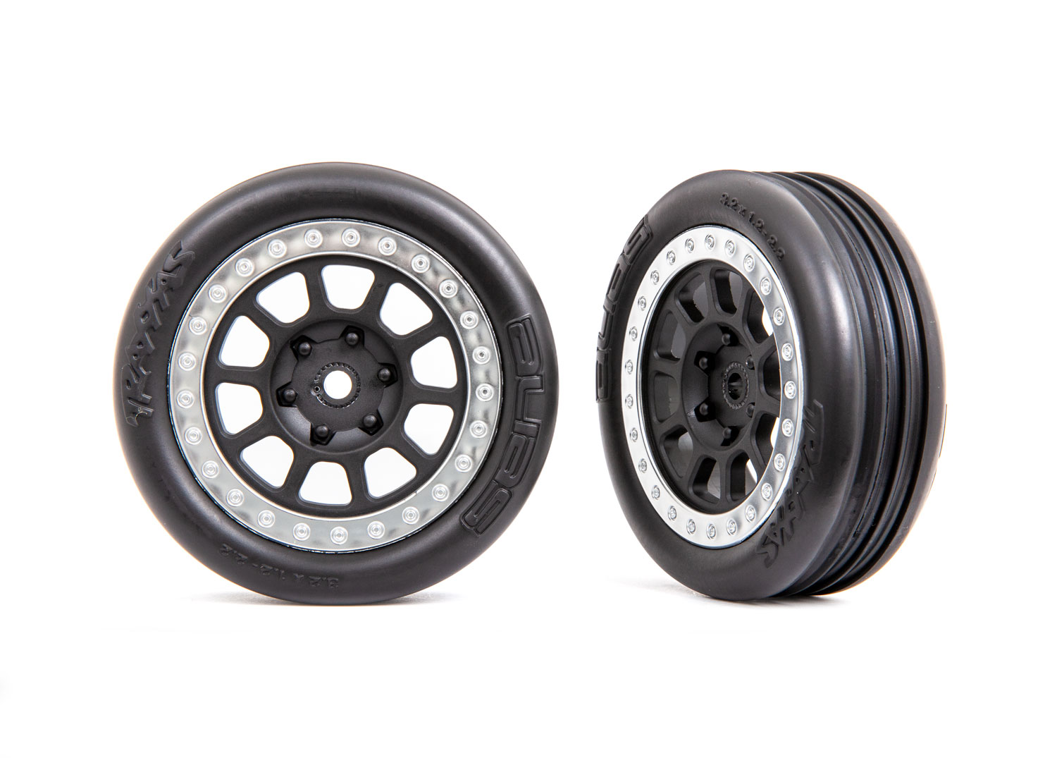 Däck/fälg Alias Ribbed Medium/Grå kromring 2.2" 2WD Fram (2)