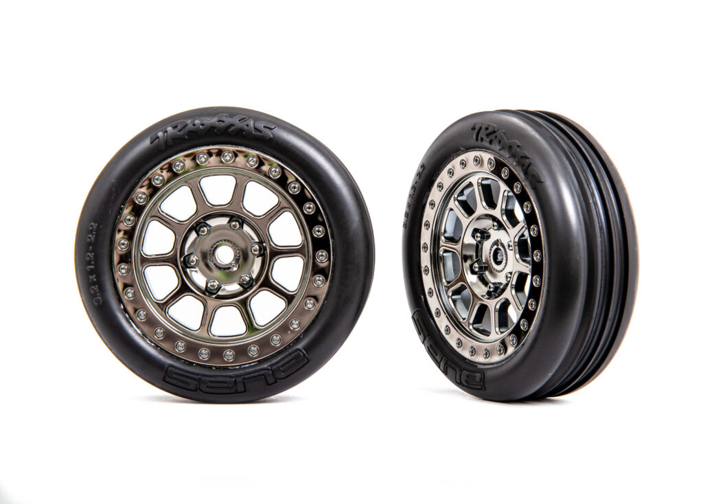 Däck/fälg Alias Ribbed Medium/Svart Krom 2.2" 2WD Fram (2)