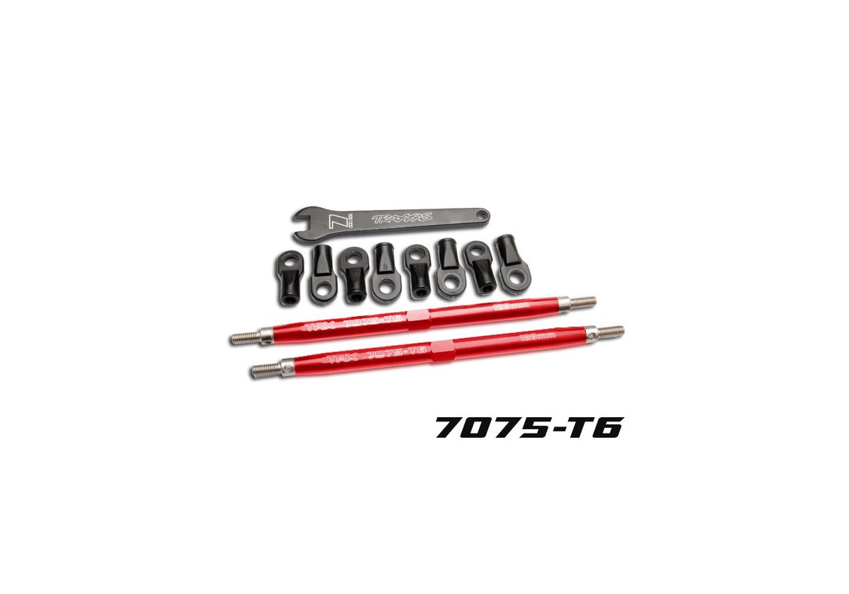 Turnbuckles Komplett Styrning/Toe In Alu. 128mm Röd (2)