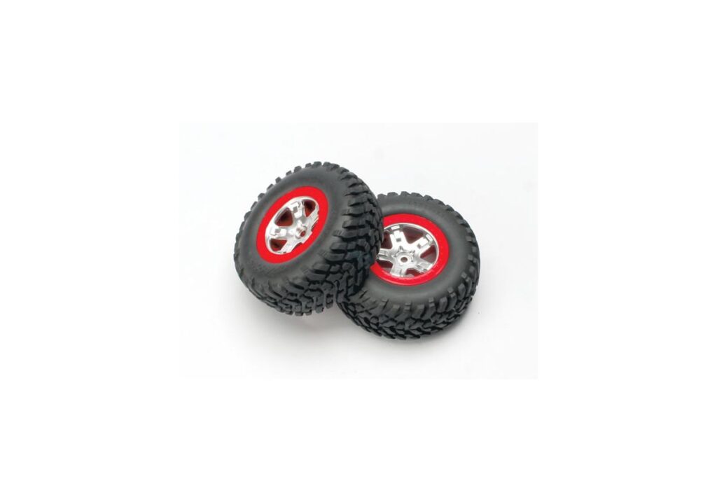 Däck & Fälg SCT/SCT Matt Krom-Röd 4WD/2WD Bak (2) 5873A