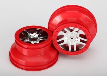 Fälg Split-Spoke Krom-Röd (14mm) 2.2/3.0" (2) 5974A