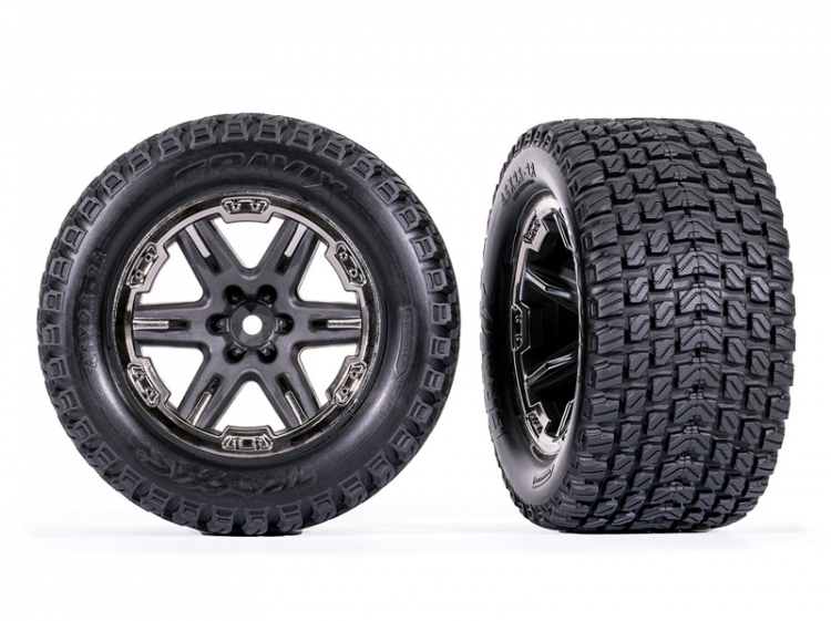 Däck/fälg Talon Gravix/RXT Grå - Svart Krom 2.8" 4WD TSM (2)