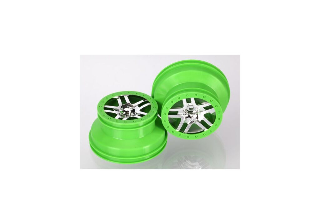 Fälg SCT Split-Spoke Krom-Grön 2.2/3.0" 4WD/2WD Bak (2)