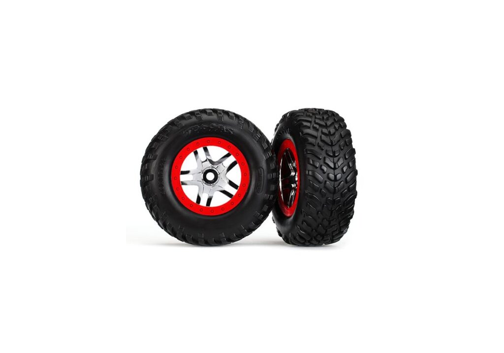 Däck & Fälg SCT/S-Spoke Krom-Röd 4WD/2WD Bak TSM (2) 6891
