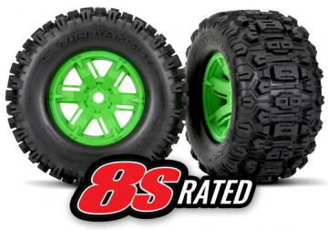 Däck & Fälg Sledgehammer/X-Maxx Grön (2) 7774G