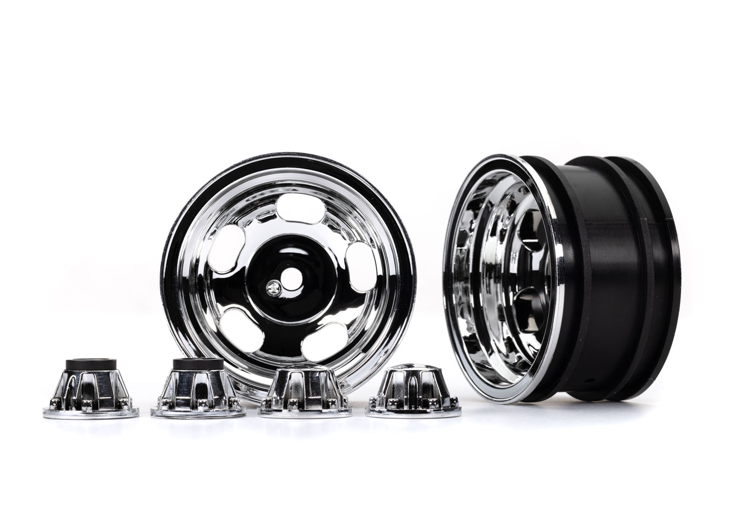 Fälg Krom 2.2"/Navkapslar (för axel #8255A) (2) TRX-4