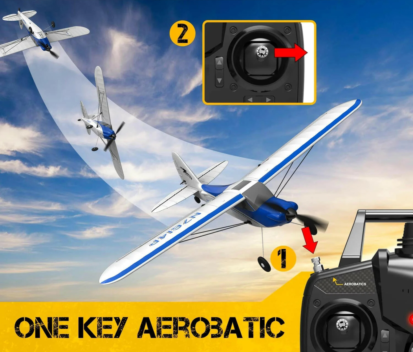 Volantex Sport Cub 500 Gyro 4-Kanals 500mm RTF Blå - Bild 5