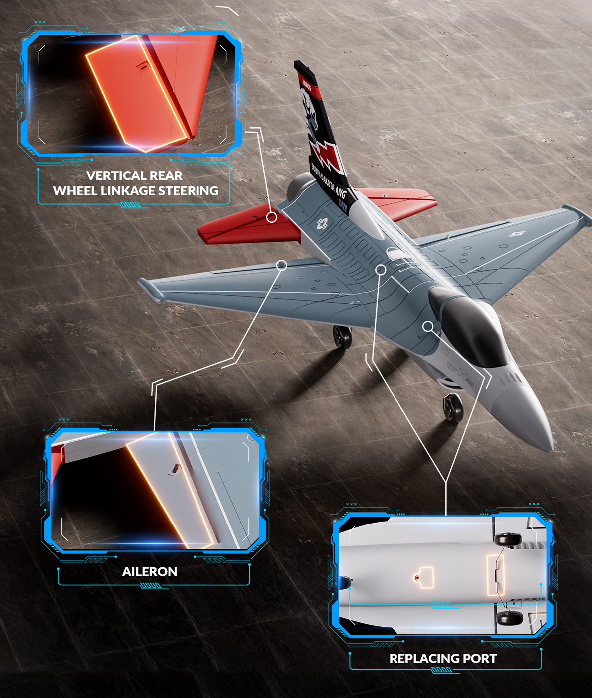 Volantex F16 Fighting Falcon Gyro Borstlös 4-K 400mm RTF - Bild 4