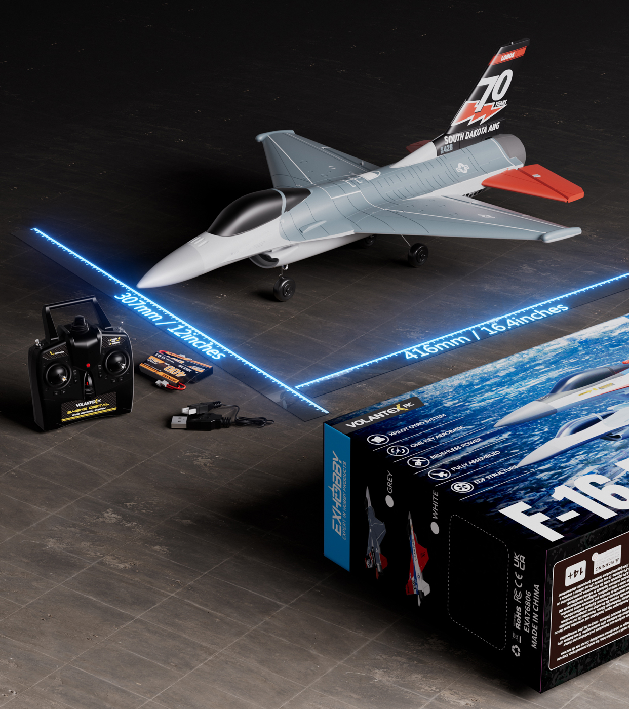 Volantex F16 Fighting Falcon Gyro Borstlös 4-K 400mm RTF - Bild 5