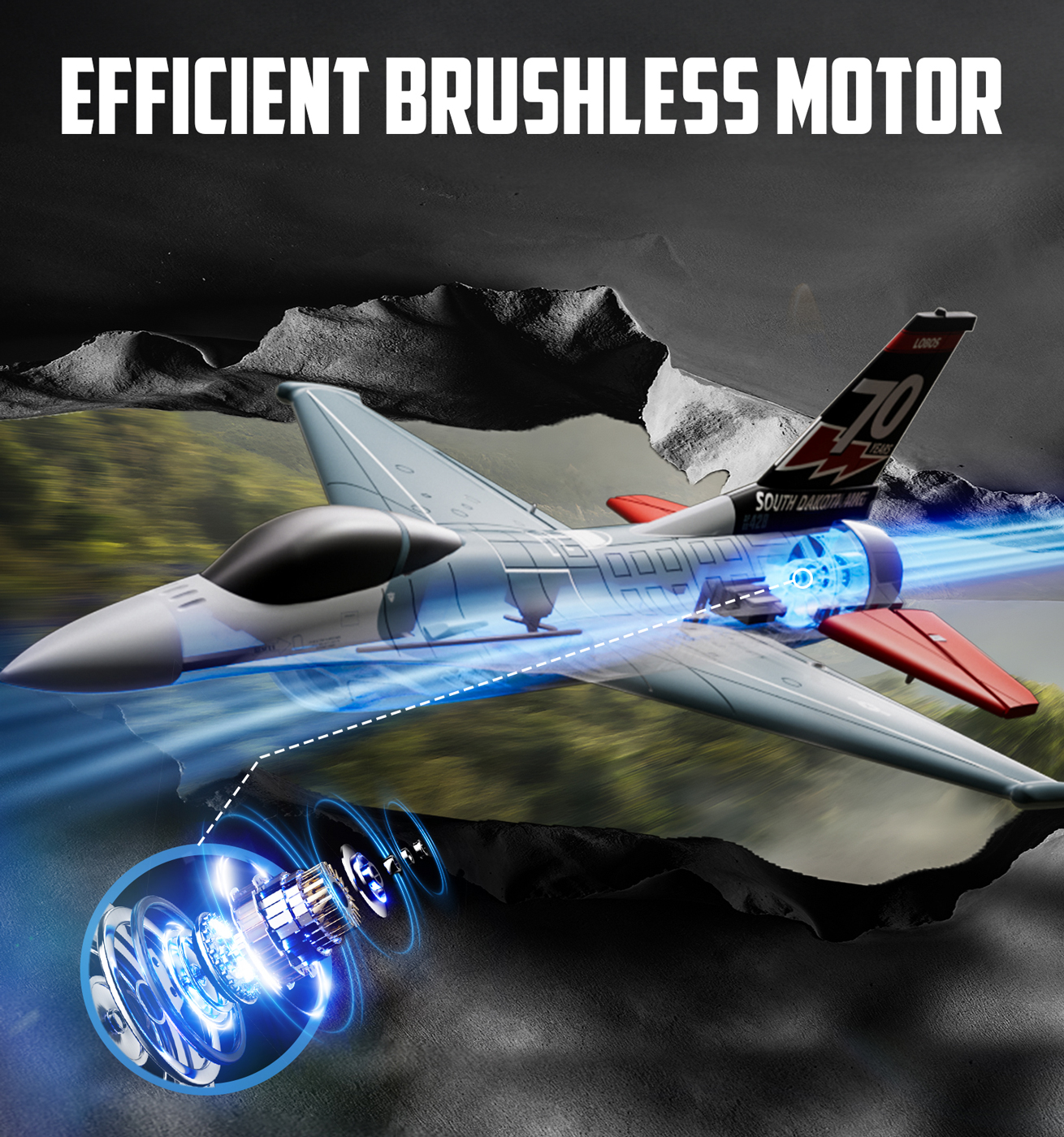 Volantex F16 Fighting Falcon Gyro Borstlös 4-K 400mm RTF - Bild 6