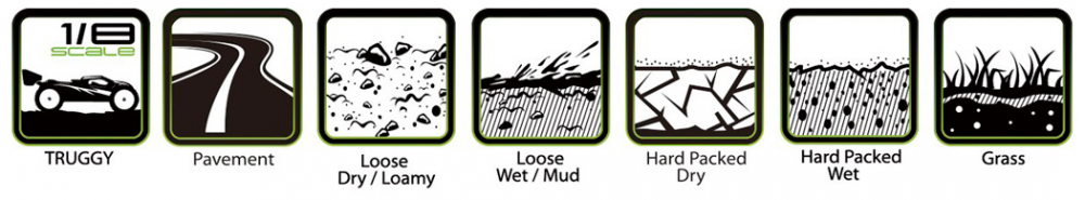 Louise T-APOLLO Däck/Fälg 1/8 Truggy Soft Svart 2-pack - Bild 3