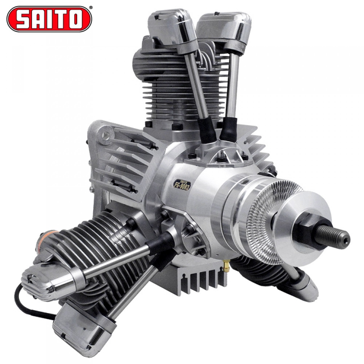 SAITO FG-90R3 90cc 4-takts 3-cyl Stjärnmotor Bensin - Bild 2