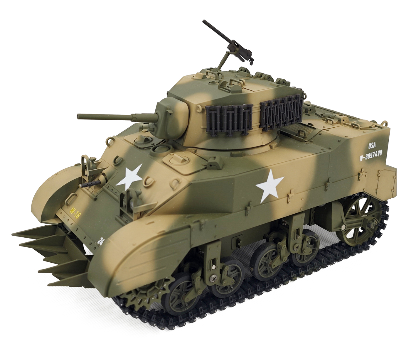RACENT M5A1 Stuart RC-stridsvagn 1/16 gul – produktbild 2