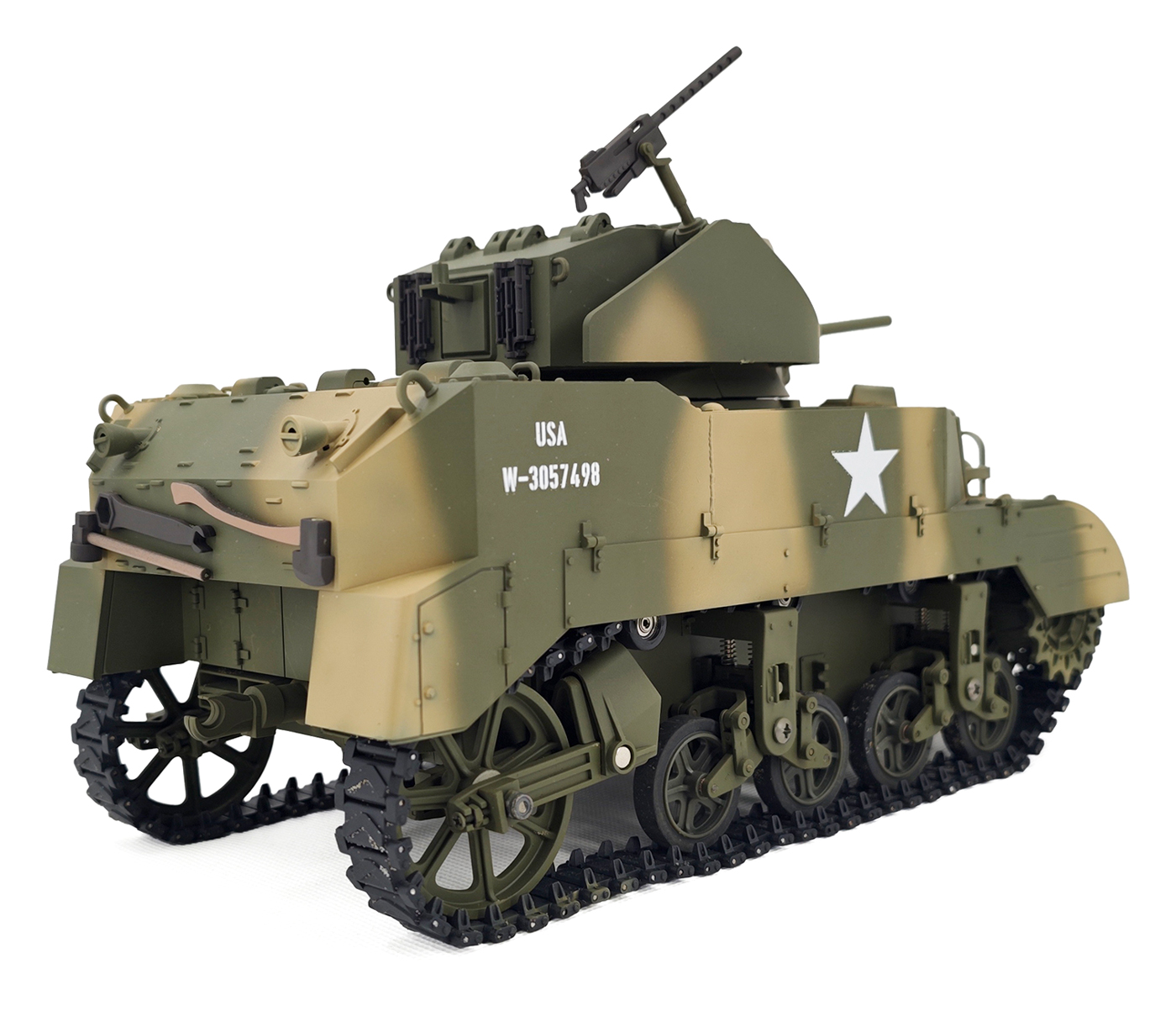 RACENT M5A1 Stuart RC-stridsvagn 1/16 gul – produktbild 11