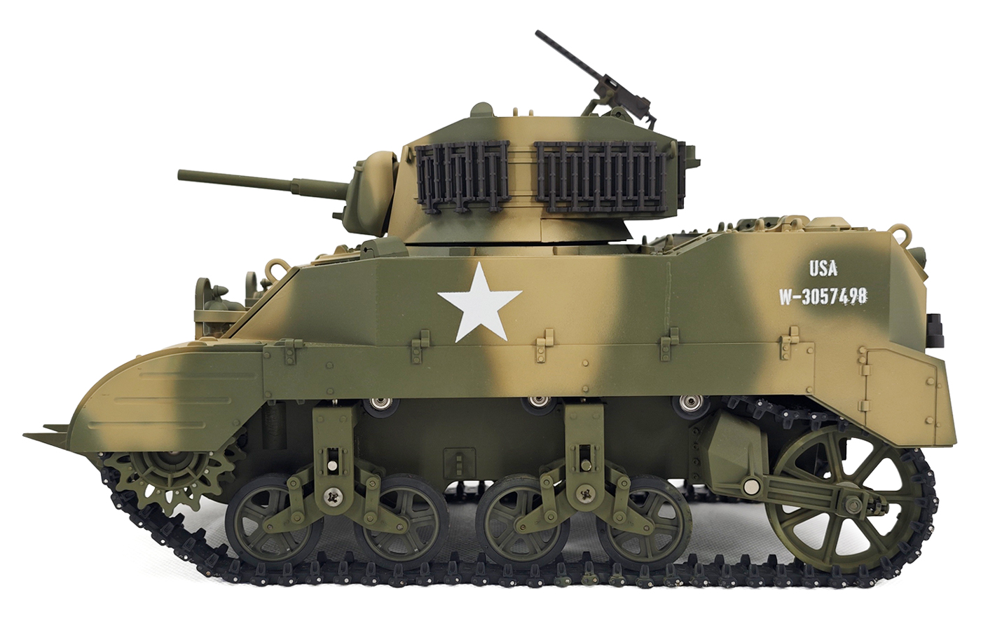 RACENT M5A1 Stuart RC-stridsvagn 1/16 gul – produktbild 3