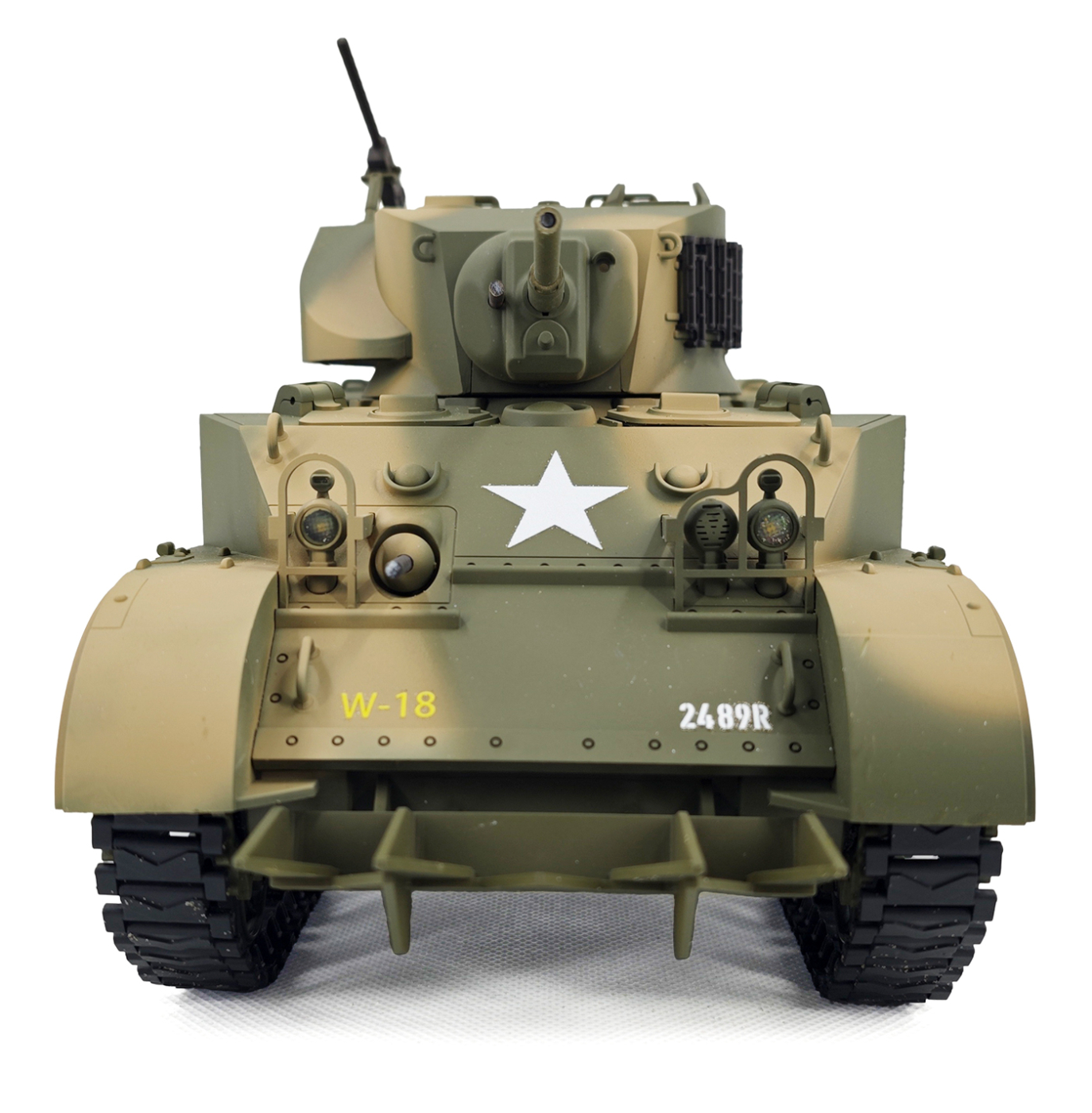 RACENT M5A1 Stuart RC-stridsvagn 1/16 gul – produktbild 6