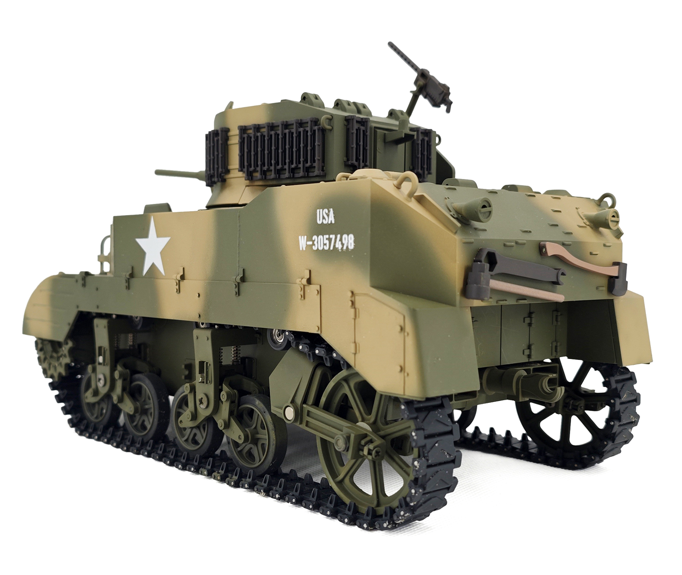 RACENT M5A1 Stuart RC-stridsvagn 1/16 gul – produktbild 10