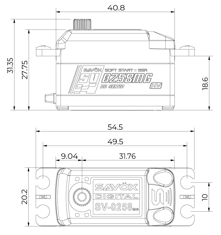 Savöx SV-0258MG Servo 8Kg 0,11s HV Metalldrev Lågprofil - Bild 3