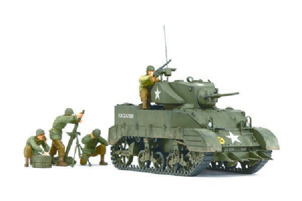Tamiya U.S. Light Tank M5A1 "PURSUIT OPERATION" Set (w/4 FIGURES) 1/35 plastbyggsats – 35313
