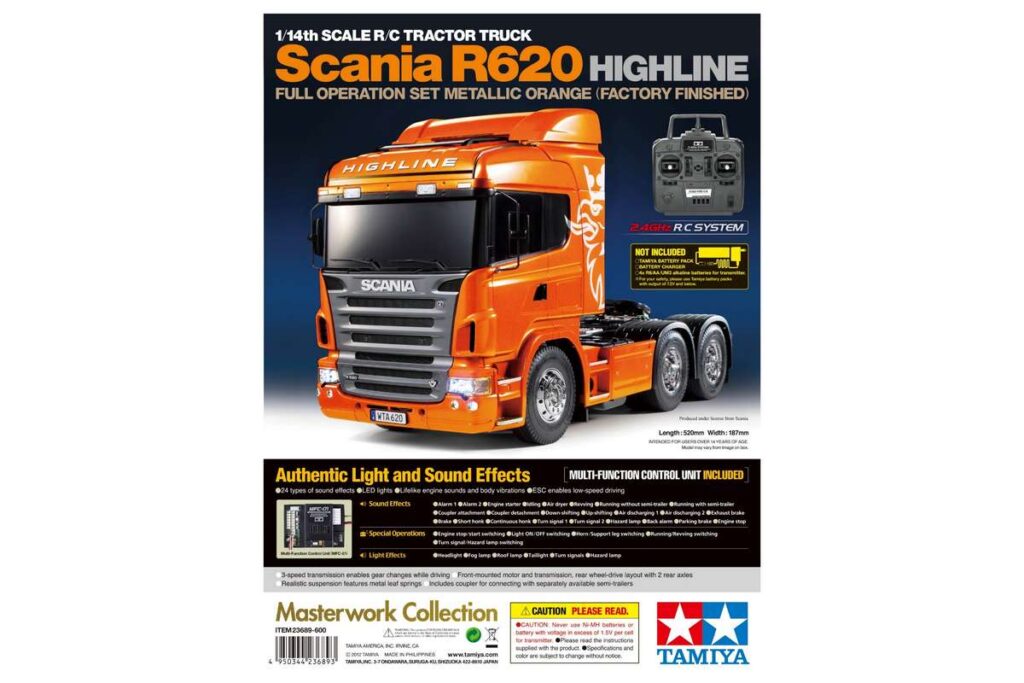 Tamiya 23689 – Scania R620, metallicorange – Full Option 1/14