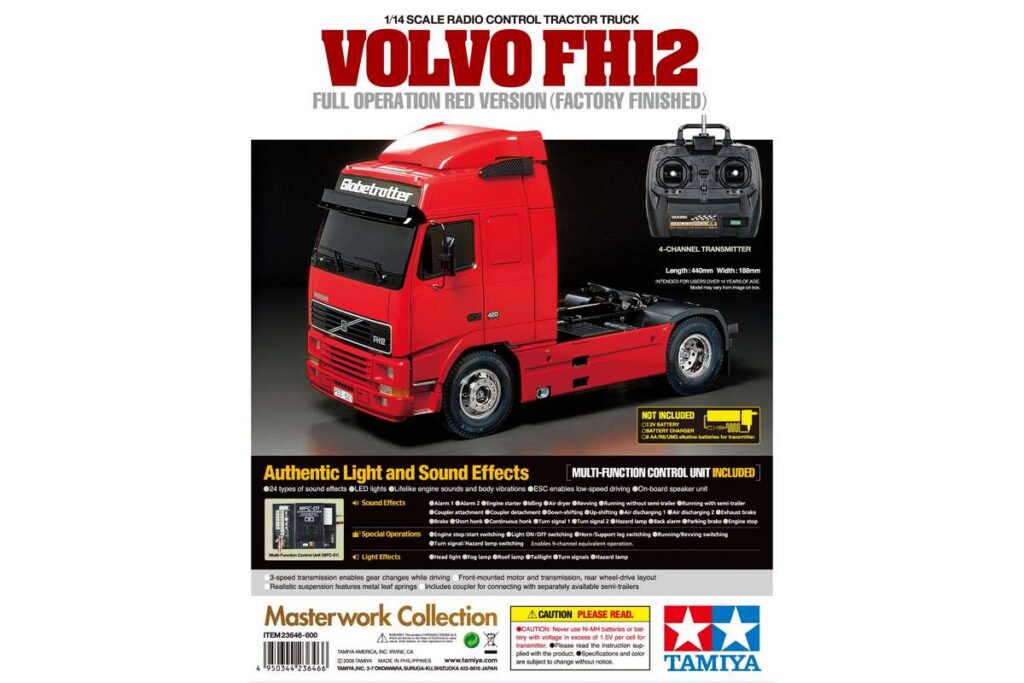 Tamiya 23646 – Volvo FH12, röd – Full Option 1/14