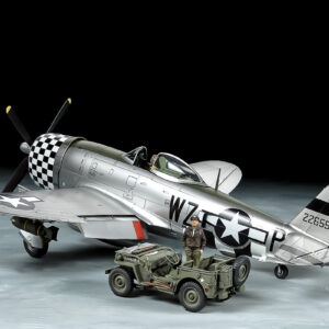 Tamiya Republic P-47D Thunderbolt Bubbletop & 1/4-ton 4×4 Light Vehicle 1/48 plastbyggsats – 25214