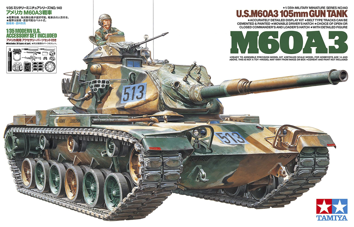Tamiya U.S. M60A3 105mm Gun Tank 1/35 plastbyggsats – 35140