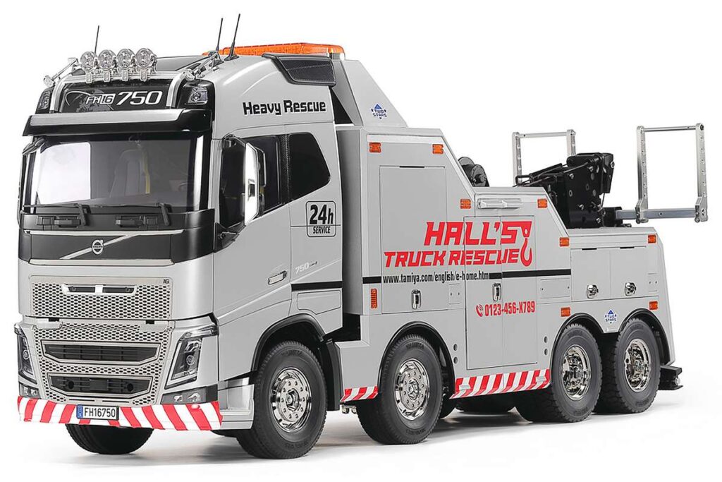 Tamiya 47528 – Volvo FH16 750 8×4 Bärgningsbil 1/14, Silver Edition