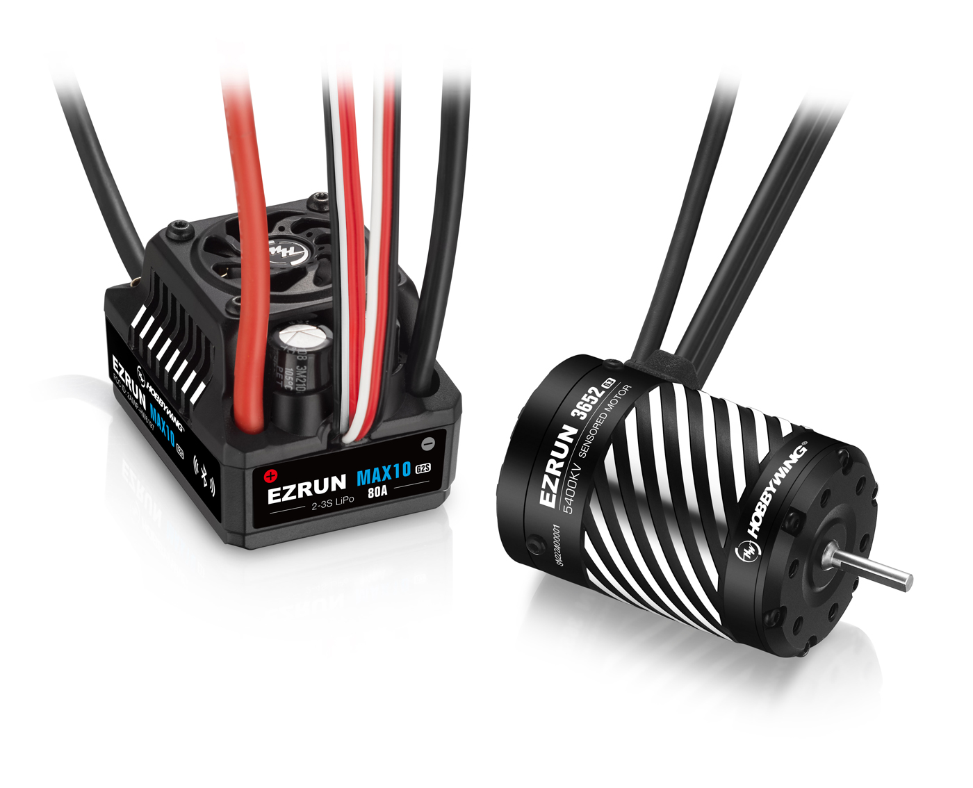 Hobbywing EzRun Combo MAX10 G2S 80A - 3652SD 5400kV svart G3 1/10 - Bild 2