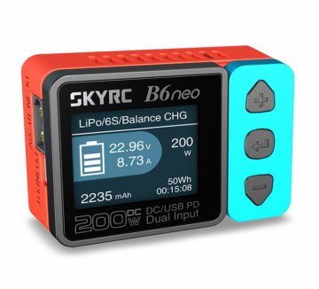 SkyRC B6neo balansladdare 200W DC – röd/blå