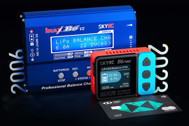 SkyRC B6neo balansladdare 200W DC – röd/blå - Bild 6