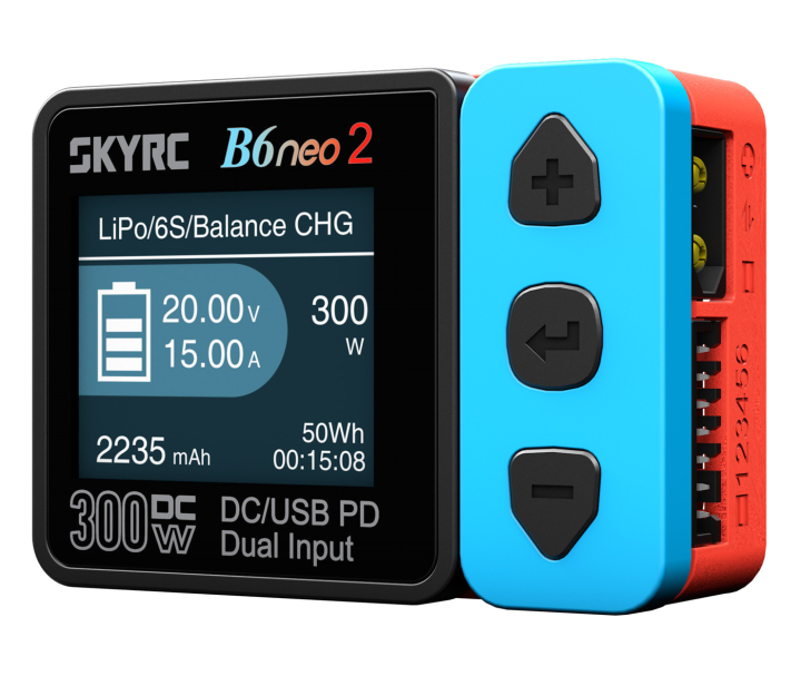 SkyRC B6neo 2 balansladdare 300W 15A – röd/blå