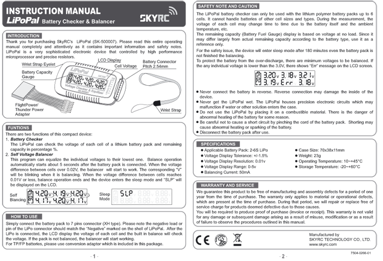 SkyRC LiPoPal batteritestare och balanserare 2–6S - Bild 3