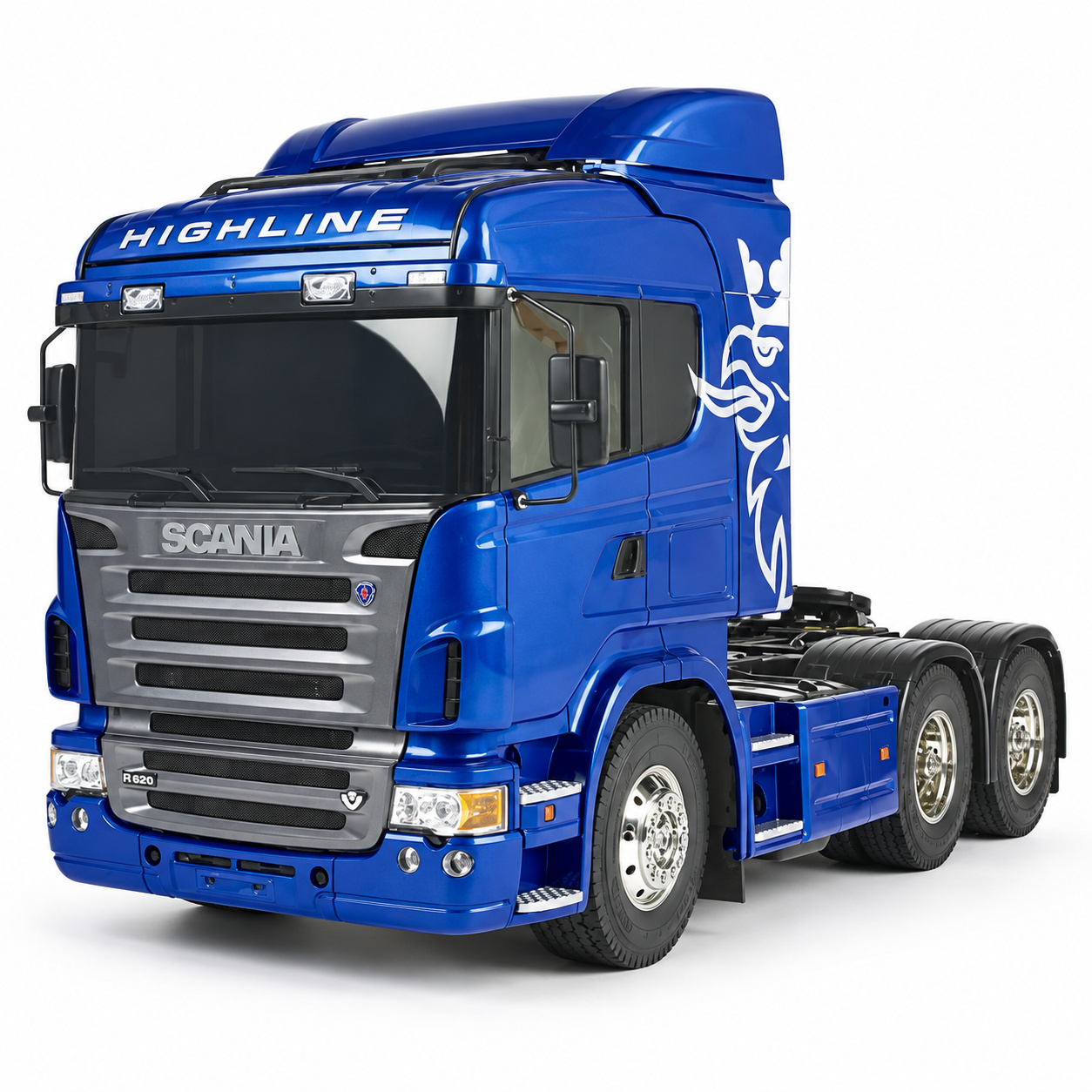Tamiya 56327 Scania R620 6x4 Highline Blue Edition – förmålad byggsats 1/14